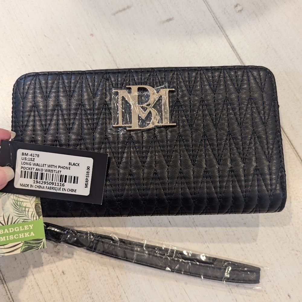 Badgley Mischka Black long wallet with phone pocket NWT